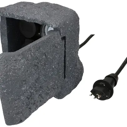 Prise de jardin MH 2×T13 minuterie aspect pierre grf résine 1.4m avec T13 10A 