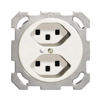 Presa INC 2×T23 16A bianco con LED verde.FH mors. innest. 