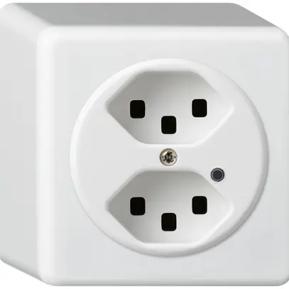 AP-Steckdose Hager basico 2×Typ 23 beleuchtet Q weiss 