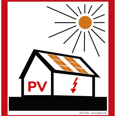 Autocollante di avvertimento ELBRO fotovoltaico 90×100mm rosso 