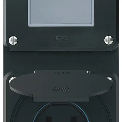 Combinazione INC robusto 2×1, interruttore schema 3/presa T23 IP55 nero 