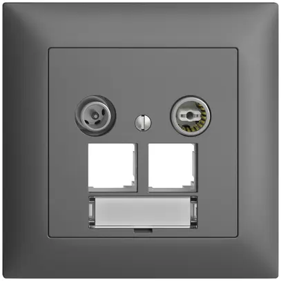 Presa multimedia ENC EDIZIOdue FMI EASYNET 19dB, p.2×RJ45 S-One, grigio scuro 