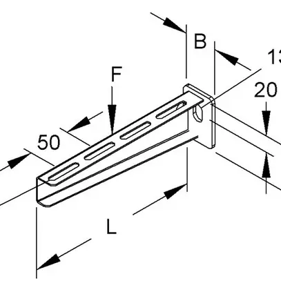 Console murale 210×55mm zinguée à chaud par immersion 