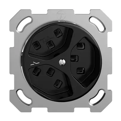 Prise ENC 3×T23 Feller STANDARDdue QM, 1×séparé, bornes enfichables, noir 