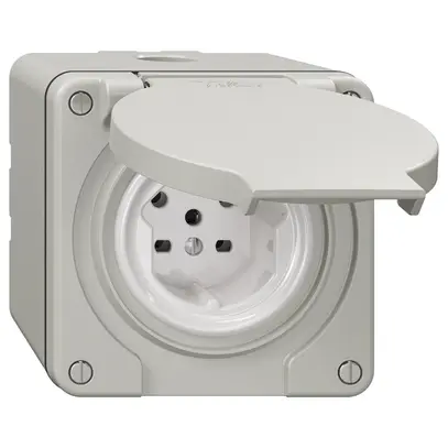 Presa NAP NEVO, 1×T15, IP21, grigio chiaro 