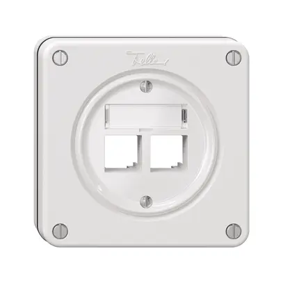 NUPU-Montageset Feller S-One EASYNET, für 2×RJ45, Tiefe 28 mm, weiss 