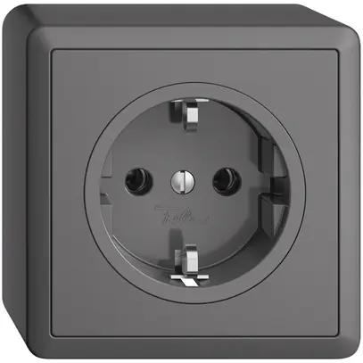 Presa AP Feller EDIZIOdue Schuko 16A 230V 74×74mm grigio scuro 