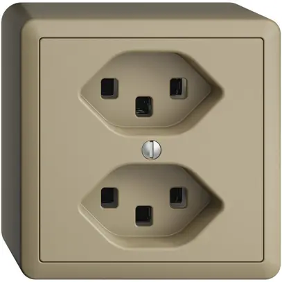 Prise AP 2×T23 16A EDIZIOdue sand, avec bornes enf. 