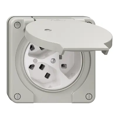 Presa NUP NEVO, 3×T23, IP21, c.LED, grigio chiaro 