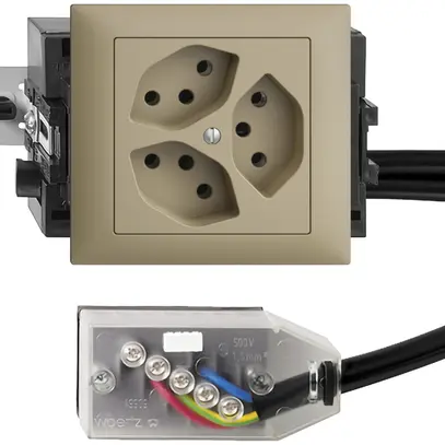 Presa INS EDIZIOdue 3×T13 L2 sand, 49…69mm per cavo Technofil 