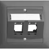 Kit montaggio INC Edue FKE, c.cappa uscita obliqua, per 2×RJ45, grigio scuro 