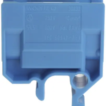 Borne de dérivation Woertz 4…10mm² 57A 750V raccordement à vis 2×1 barre G bleu 
