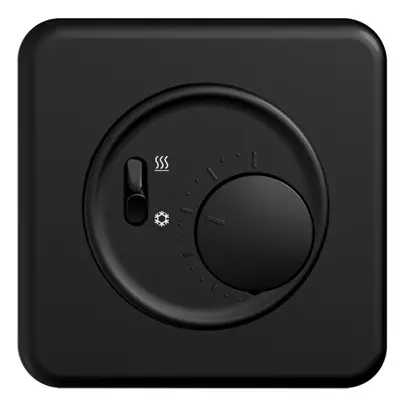 Thermostat ENC STANDARDdue, a.interrupteur chauff./refr., 90×90mm, noir 