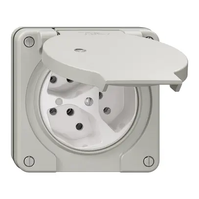 NUP-Steckdose NEVO, 3×T13, IP21, m.LED, lichtgrau 