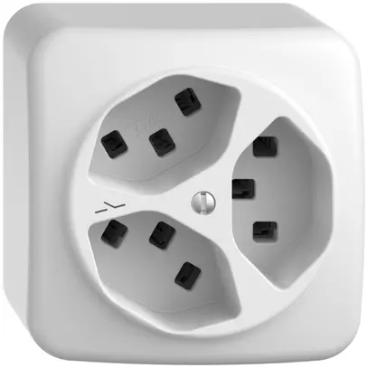 Prise AP 3×T23 Feller STANDARDdue QX54, 1×séparé, bornes enfichables, blanc 