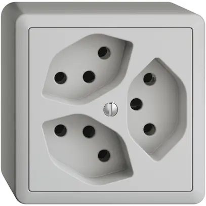 Presa AP EDIZIOdue 3×T13 grigio chiaro, 3×S 