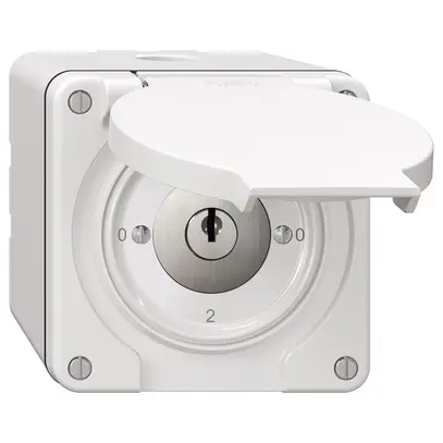 Interrupteur rotatif NAP NEVO, 2/1 L, avec serrure&2 clés, KS, 0-1-0-2, blanc 