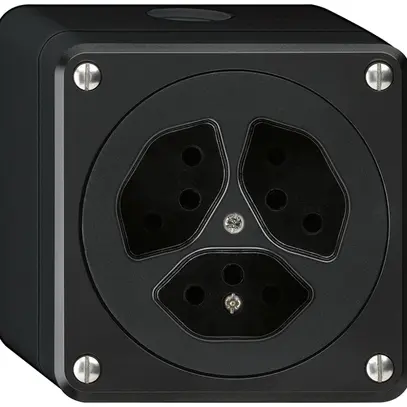 AP-Steckdose robusto 3×Typ 13 schwarz ohne Klappdeckel 