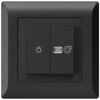 Interruttore luminoso INC kallysto.line nero 1/1L simbolo illumin.+ventilazione 