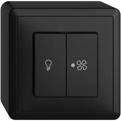 Interruttore AP per luce e ventilaz. EDIZIOdue nero LED giallo 