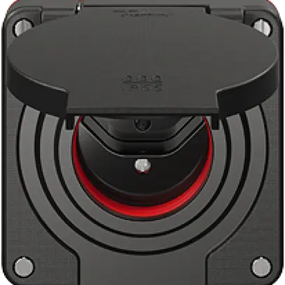 Steckdose NEVO N.CO 1×T13, IP55 gemäss SN 441011, m.roter Dichtung, schwarz 