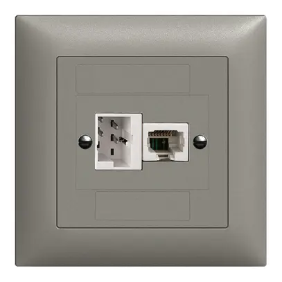 Prise de raccordement INC xDSL RJ45/TT83 gris foncé ITplus EDIZIOdue avec filtre 