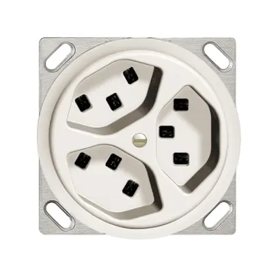 Prise INC 3×T23 16A blanc FH, avec bornes enf. 