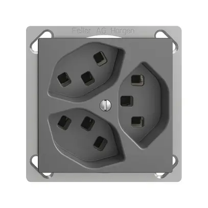 Presa INS 3×T23 16A EDIZIOdue grigio scuro, con morsetti innest. 