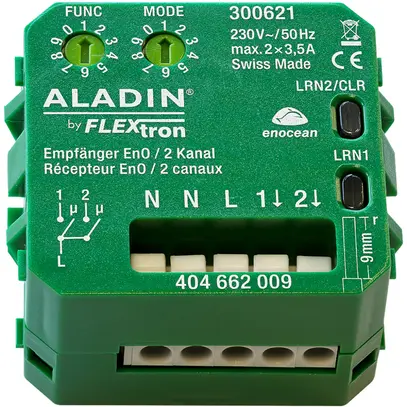 Actionneur-commutateur RF INC ALADIN EnO, 2-canaux, multifonction, 230V/3.5A 