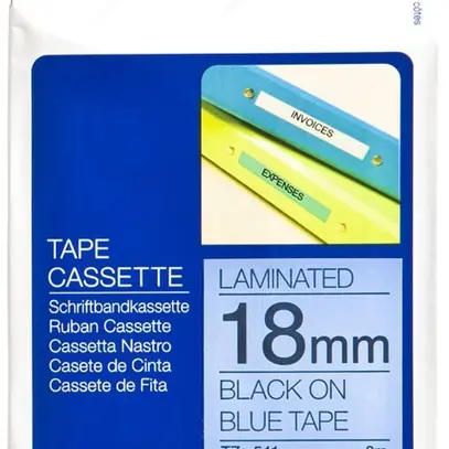 Cassette ruban Brother TZe-541 18mm×8m, bleu/noir 