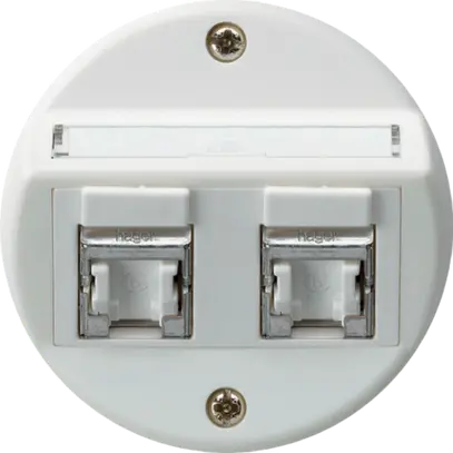 Inserto per presa INC basico A cat.6 2×RJ45/s uscita obliqua bianco 