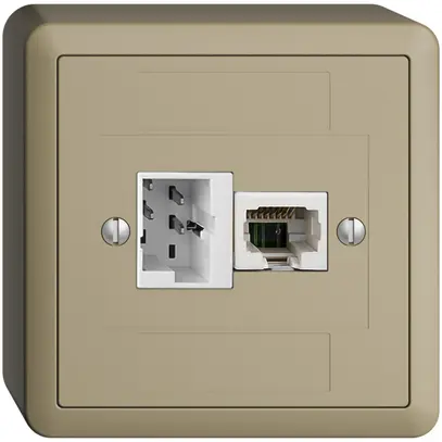 Prise AP 1×T+T,1×RJ45/u 4P EDIZIOdue ITplus ITM sand 