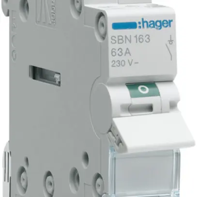 Interrupteur AMD Hager 63A 230V 1 fermeur 0 ouvreur 0 inverseur 1UM 