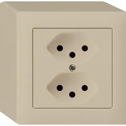 Prise AP kallysto 2×T13 beige avec sécurité enfants 