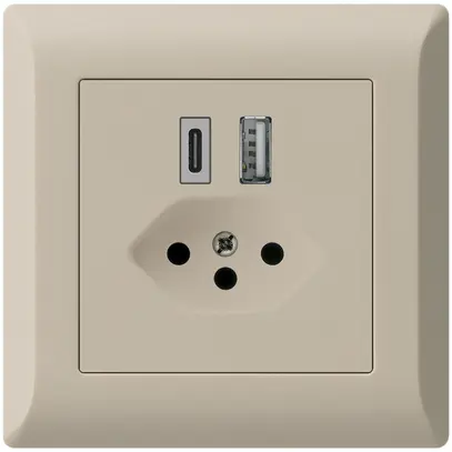 Presa di carica USB INC kallysto.line 18W PD 1×tipo A 1×tipo C T13 beige 