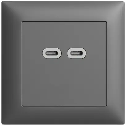 Prise ENC USB 18W 2×type C Feller EDIZIOdue FMI 230V 3600mA gris foncé 