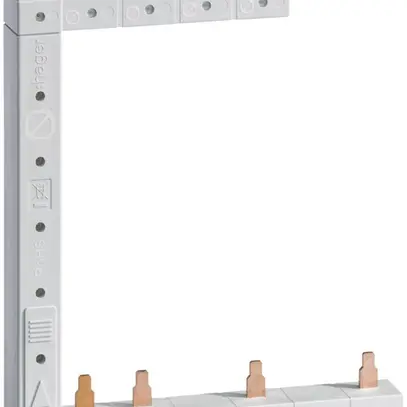 Kammschiene Hager 4P 3L Stift 10mm² 63A rechts L1L2L3N zu L1N-L2N-L3N weiss 