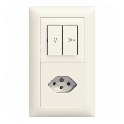 Combinaison ENC EDIZIOdue 2×1 blanc interr.lum./venti. + 1×T13 