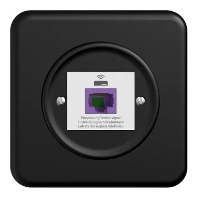 Prise de retour ENC STANDARDdue QMI 1×RJ45 p.Swisscom VoIP, 8 pôles, UTP, noir 