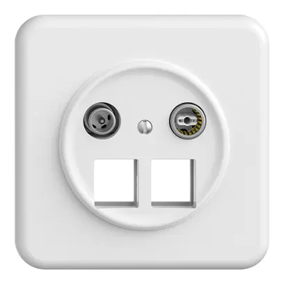 Presa multimedia 19dB Sdue QMI, presa d.passaggio, p.2×RJ45 Keystone, bi 