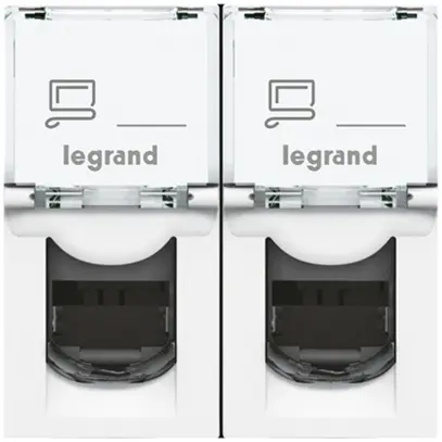 Prise INC MOS STP 2×RJ45 blanc cat.6 2 mod. 