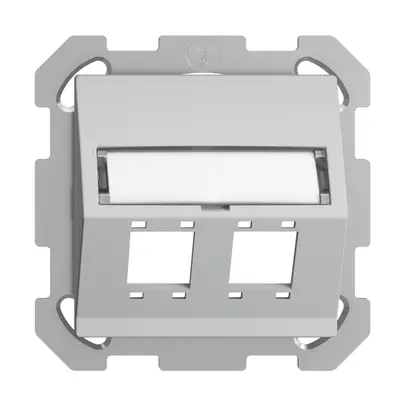UP-Montageset EDIZIOdue FM Schrägauslass 2×R&M Kat.5e/6/LC spezial, hellgrau 