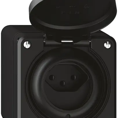 AP-Steckdose robusto 1×Typ 13 beleuchtet IP55 schwarz 