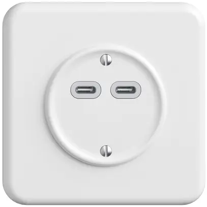 Prise ENC USB 18W 2×type C Feller STANDARDdue QMI 230V 3600mA blanc 