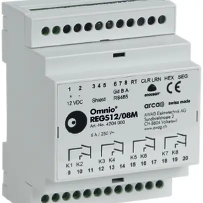 REG-Schaltaktor Omnio REGS12/08M 8-Kanal 12VDC 8S 230VAC 6A, 4TE 