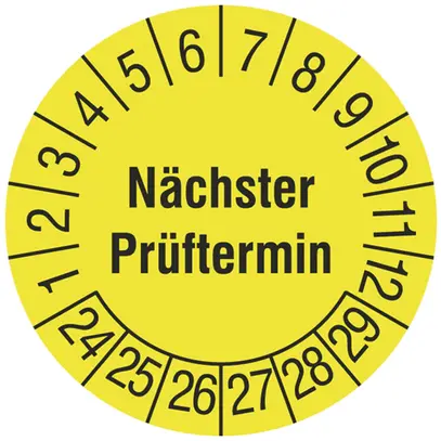 Targhetta di controllo CIMCO Nächster Prüftermin 24 Ø30mm giallo 240pz 