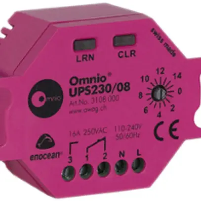 Attuatore-commutatore RF INS Omnio UPS230/08, 1-canale 1C 16A/240VAC, EnOcean 