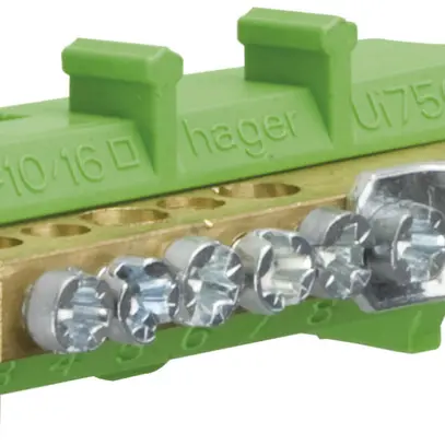 Sbarretta con morsetti di protezione Hager 1×25/2×16/3×10mm² 