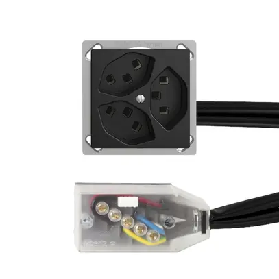 Presa INS 3×T23 16A nero L3 EDIZIOdue per Technofil 