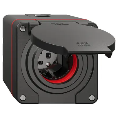 Prise NAP NEVO, 1×T25, IP55 d'après SN 441011, a.joint rouge, noir 